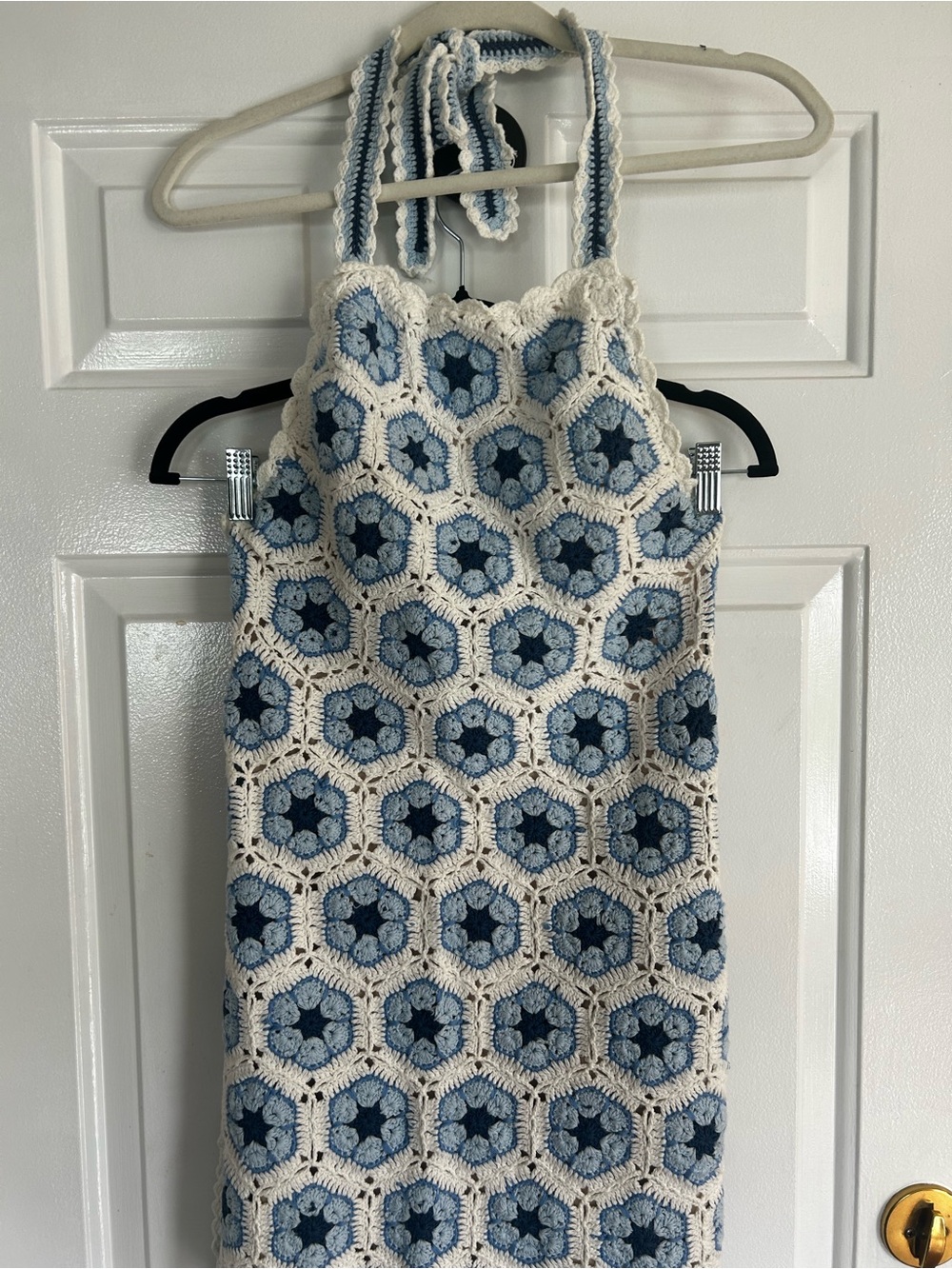 Show Me Your MuMu Blue and White Crochet Backless Dress - Picture 5 of 6